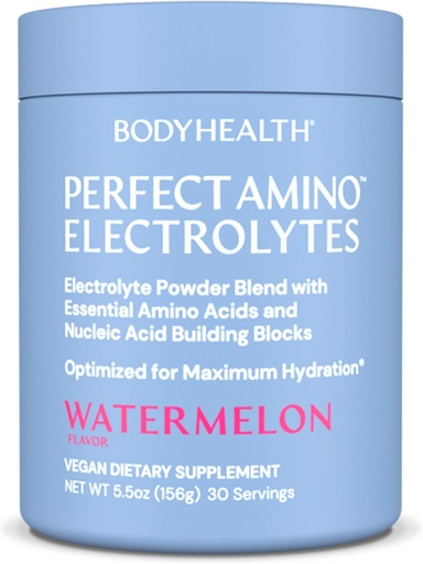 [BRSRMHAKOEMRYAD5] BodyHealth PerfectAmino Electrolytes Powder No Sugar, Keto Sugar Free Fasting Electrolytes Drink Mix, Hydration Powder med spårmineraler - Vattenmelon - 30 portioner