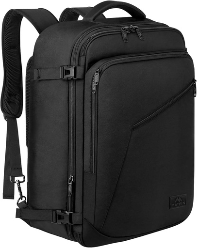 [BRSWGATYCAHRYEQ6] MATEIN Carry on Backpack, Extra Large Travel Backpack Expandable Airplane Approved Weekender Bag for Men and Women, Water Resistant Lightweight Daypack for Flight 40L, Black