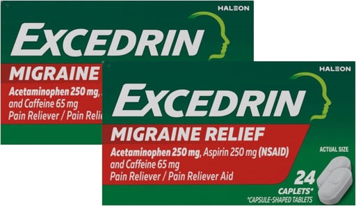 [BRSWKGYIBIAAY33K] Excedrin Migraine Pain Reliever Caplets 24 ea (Pack of 2)