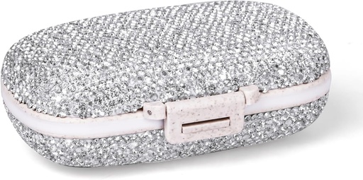 [BRSROAQNCQARSGQ7] 1Pack Travel Pill Organizer, 8 Compartments Portable Pill Case, Small Pill Box for Pocket Purse Portable Medicine Vitamin Container (Sparkling Silver)