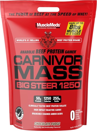 [BRSRABT5CABRGADV] MuscleMeds Carnivor Massa Anabolic Beef Protein Gader, Big Steiner, Vanilla, 15 lliures
