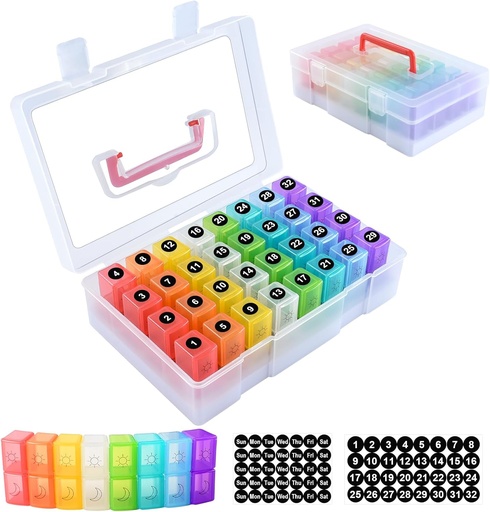 [BRSROGI2A4FQGDI3] ZRFMIB Aylıq Pill Organizer 2 Gün, 30 Gün Pill, 32 Daily Pill Box və Travel Case ilə Pill Organizer, Vitamin, Balıq Yağı, Təhsil, Clear