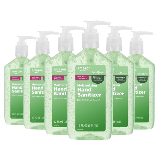 [BRSWYADYOYBRGF3V] Soins de base - Aloe Vera Hand Sanitizer 62%, 12 fl oz (paquet de 6)
