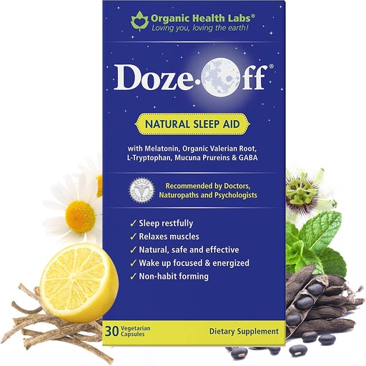 [BRSWIZYLCBYBGFT2] Organic Health Labs Doze- off Natural Sleep Aid, 30 Veggie kapszula