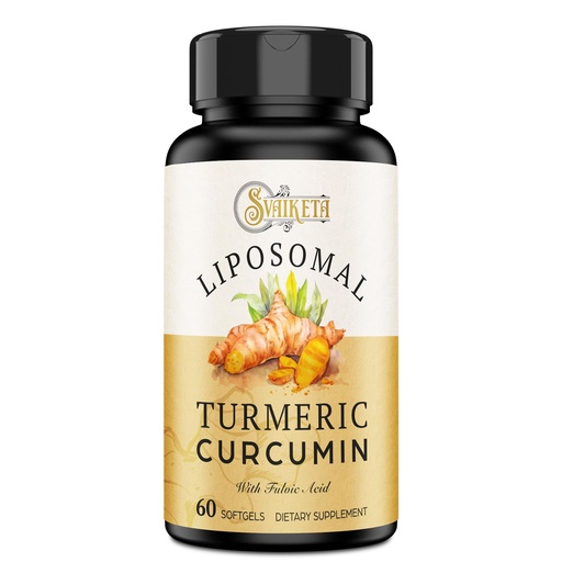 [BRSROAY7BFYWKCTH] Liposomal Turmeric Curcumin Supplement 2000mg, 95% Standardized Curcuminoid Extract & Organic Root Powder with Piperine Black Pepper Fruit (15mg), 60 softgels