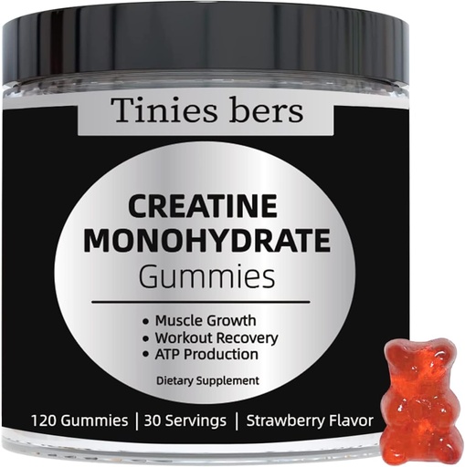[BRSRMCALCB4GMGQ6] Creatine Monohydrate Gummies for Men & Women 5g, Sugar Free Chewable Creatine for Muscle Gain & Strength, ATP Energy, Muscle Recovery, Brain Health, Gluten Free, Non-GMO, 99% Absorbed, 30 Servings