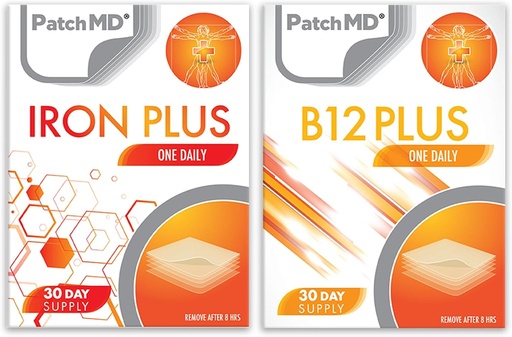 [BRSRA2T5OVYA43LX] Iron Plus & B12 Plus Topical Patch Bundle - 30 Days Supply