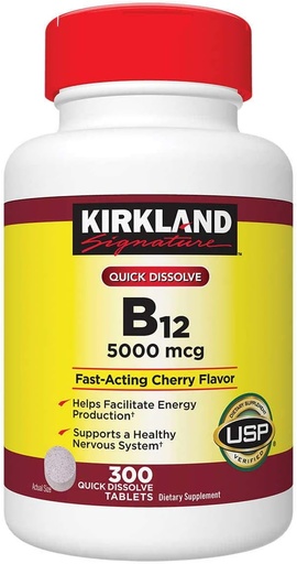 [BRSWIHI5BEFWEALE] Kirkland Firma rapida dissolvenza B-12 5000 mcg., 300 compresse (2 Confezione)