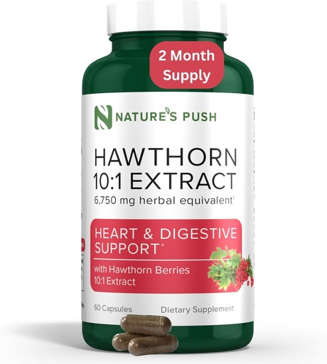 [BRSRA2QOOYNQMFY7] Super Potent Hawthorn Berry 10:1 Extract Capsules for Digestion Heart Health and Glycemic support - Extra Strength Hawthorn Berry Capsules - Non-GMO Gluten Free Vegan GMP USA 2 month supply