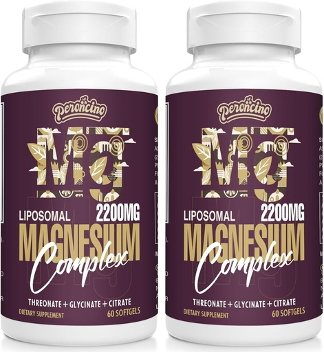 [BRSROZAFB55AMC3O] Liposomal Magnesium Complex 2200MG Softgels,Magnesium Threonate, Magnesium Glycinate, Magnesium Citrate, Three-in-one Supplement, Gluten Free, 60 Softgels (120 Count (Pack of 2))