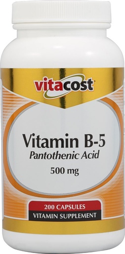 [BRSWIZT7BMAQODDE] Vitacost Vitamin B5 Pantothenic Acid - 500 mg - 200 Capsules