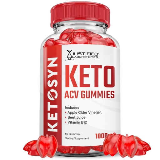 [BRSRAYA6AECR4G3A] Justified Laboratories Ketosyn Keto ACV Gummies (1000 mg) - 60 Count - Formulated with Apple Cider Vinegar, Folate & Vitamin B12 - Non-GMO, Vegan, Gluten Free - 30 Servings
