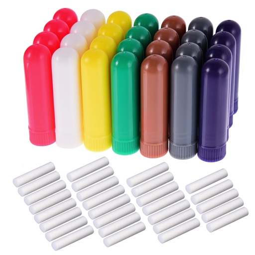 [BRSWGYIZOQMRA234] eBoot 28 Sets Essential Oil Aromatherapy Nasal Inhalers Tubes Refillable Inhaler Stick, 7 Colors, with Wicks