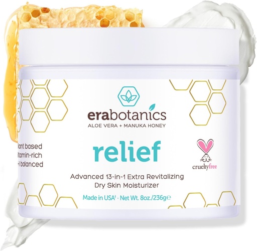 [BRSWIBQGDIDRMGAZ] Era Organics Eczema, Psoriasis & Dermatitis Moisturizer Cream - Advanced 13-in-1 Non-Greasy Face or Body Lotion for Dry, Itchy Skin, Aloe Vera, Manuka Honey, More 8oz