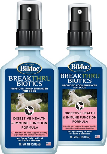 [BRSRM2TQBF6AGA3J] Bil-Jac Breakthru Biotics Probiotic Supplement for Dogs - 2-Pack, Premium Pet Digestive Health Support, Canine Food Enhancer with Natural Ingredients for Gut Balance and Immune System Boost