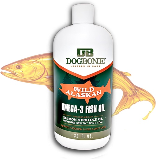 [BRSRMBDRDMBBA3T5] DogBone Fish Oil for Dogs 32 oz | Salmon Oil | Dog Fish Oil | Omega 3 | Dog Joint Supplement | Pet Vitamins and Supplements | Wild Alaskan Salmon Oil for Skin and Coat