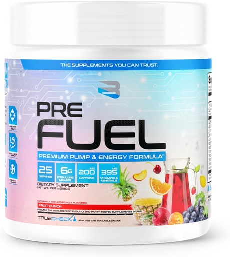 [BRSRAEL6B4FQ4H36] Believe PRE Fuel - Laser Focus, Muscle Fullness & Endurance | The Ultimate All-in-One Pre-Workout | Boost Performance & Crush Workouts | Complete All-in-one Pre-Workout (290g, Fruit Punch)