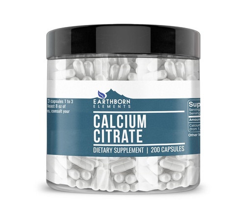 [BRSW2HYDCJ7WO2DK] Earthborn Elements Calcium Citrate 200 Capsules, Pure & Undiluted, No Additives
