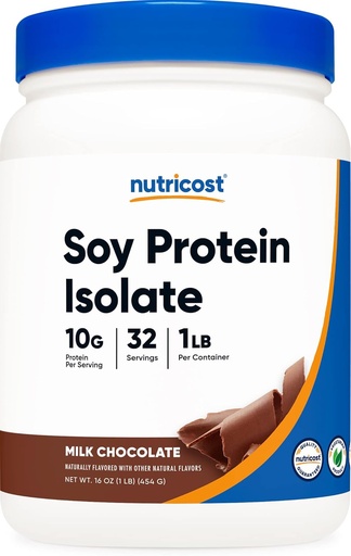 [BRSRMYD3A4OQOCT7] Nutricost Soy Protein Powder, 1 LB Chocolate, 10 Grams of Protein Per Serving, Vegetarian, Non-GMO & Gluten Free