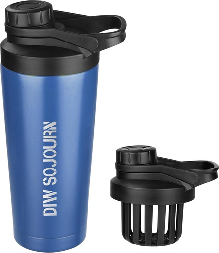 [BRSRAZYEOB7R6333] DIW 24 oz Shaker Bottle,Stainless Steel Mix Bottle with Noise-Free Design,Insulated Metal Shaker Cup for Protein Mixes and Pre Workout,Gym Cup Shaker(Navy blue)