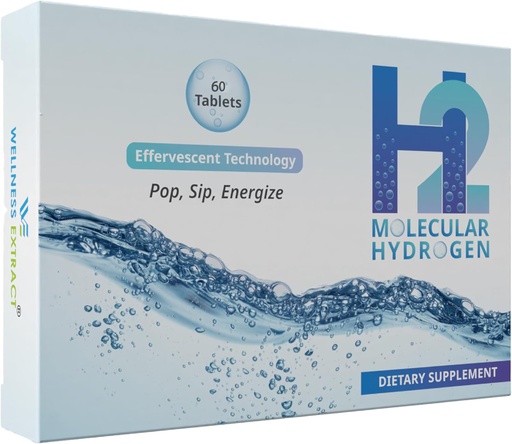 [BRSRAEATOR5AAA3K] Wellness Extract H2 Molecular Hydrogen Water Tablets with effervescent Technology for Healthy Hydration, Optimal Energy, and Metabolism Support; 8 PPM. (60, Unflavored)