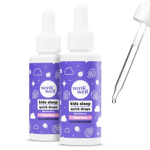[BRSRMZAKDN5WKGQ7] Wink Well Kids Liquid Melatonin Drops, Natural Melatonin Drops for Children with 1mg Per Serving of Liquid Melatonin for Kids, Drug-Free and Non-Habit Forming (2 Pack)