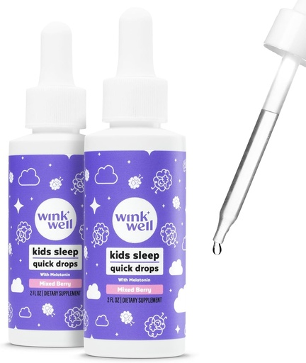 [BRSRMZAKDN5WKGQ7] Wink Well Kids Liquid Melatonin Drops, Natural Melatonin Drops for Children with 1mg Per Serving of Liquid Melatonin for Kids, Drug-Free and Non-Habit Forming (2 Pack)