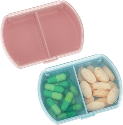 [BRSROA33BENWOF3K] Sibba Pill Organizer Box Case 2 PCS Waterproof Travel Medicines Container Purse Essentials Small Cute Fish Oil Holder Supplements Mini Pillbox Dispenser Reminder Portable Pocket Pouch Accessories