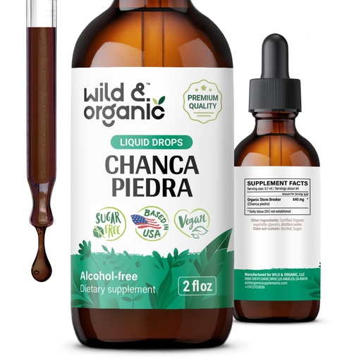 [BRSROY34CEHR6YDV] Wild & Organic Chanca Piedra Stone Breaker Drops - Kidney Stones & Gallbladder Support - Chanca Piedra Extract Supplement - Fast Absorption - Add to Tea Tincture - Vegan, Sugar & Alcohol-Free - 2 oz