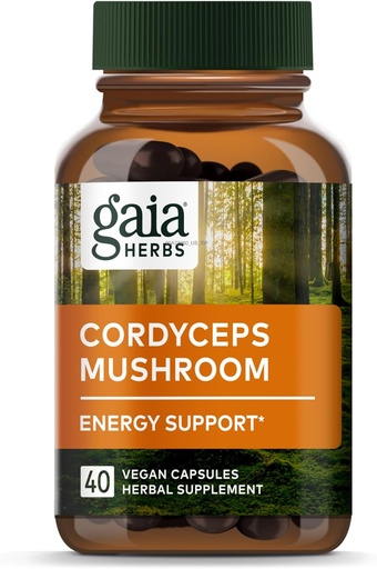[BRSWYCALOICWE3LA] Gaia Herbs Cordyceps Mushroom - Suplimentul de suport energetic pentru susţinerea energiei, rezistenţei şi rezistenţei - cu Cordyceps Organic Mushroom - 40 Vegan lichid Fito-Capsule (40-Day Suppliment)
