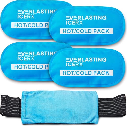 [BRSRMBD2AAFGEFLF] Reusable Hot and Cold Gel Ice Pack Wrap (4 Pack) for Injuries - Adjustable & Flexible for Knees, Back, Shoulders, Arms, and Legs - Reusable