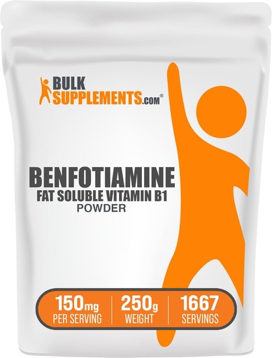 [BRSWGYYDOZ6BU3IY] BulkSupplements.com Benfotiamine Powder - Vitamin B1 Benfotiamine Supplement, Fat Soluble B1 Vitamin - Gluten Free, 150mg per Serving, 250g (8.8 oz) (Pack of 1)