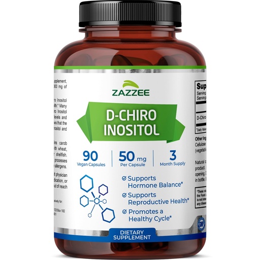 [BRSWKHD3OB5QEH36] Zazzee D-Chiro-Inositol, 50 mg per Capsule, 90 Vegan Capsules, Ideal Dosage for 40:1 Ratio with Myo-Inositol, 3 Month Supply, 100% Vegetarian, Non-GMO