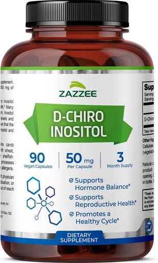 [BRSWKHD3OB5QEH36] Zazzee D-Chiro-Inositol, 50 mg per Capsule, 90 Vegan Capsules, Ideal Dosage for 40:1 Ratio with Myo-Inositol, 3 Month Supply, 100% Vegetarian, Non-GMO