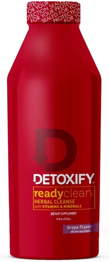 [BRSWIY37AEDBK2L6] Detoxify – Ready Clean Herbal Cleanse – Grape– 16 oz – Formulated Herbal Detox Drink – Milk Thistle Seed Extract & Burdock Root Extract – Plus Sticker