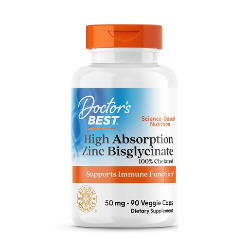 [BRSWYA3YBYPWAGQ3] Doctor's Best High Absorption Zinc Bisglycinate 50mg High Potency Supporting Enhancing Immune System Antioxidant VC, 90 Count