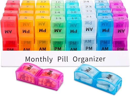 [BRSWGBI7C4PQK3TL] Asprink Monthly Pill Organizer 2 φορές την ημέρα, 30 ημέρα ένα μήνα Χάπια κουτί AM PM, 31 ημέρα Χάπια υπόθεση μικρά διαμερίσματα για να κρατήσει βιταμίνες, ταξιδιωτική ιατρική Organizer, 31 ημέρα χάπια διοργανωτής δύο φορές την ημέρα