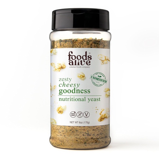 [BRSROC32AB7WM2T5] Foods Alive Zesty Cheesy Goodness Nutritional Yeast, 6oz Shaker Jar/Non-Fortified, Vegan Cheese Powder Seasoning