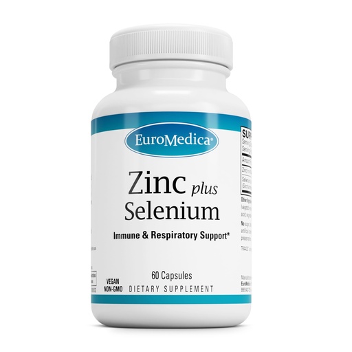 [BRSW2YICPIIQECTB] EuroMedica Zinc Plus Selenium - Immune & Respiratory Health Support Supplement - Mineral Supplement with Zinc Bisglycinate Chelate - Formula with Selenium for Cellular Health Support - 60 Capsules