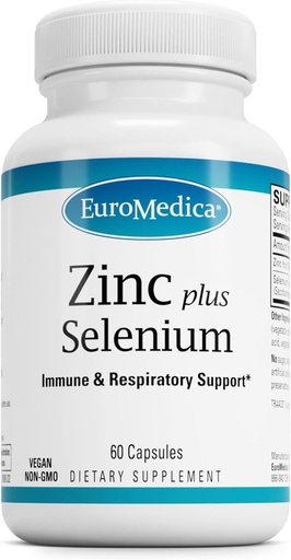[BRSW2YICPIIQECTB] EuroMidica Zinc Plus Selenium - Suport de salut i respiratori suplementari - Madral suplementari amb Zinc Biscitiu Chelate - fórmula amb Selenium per a la implementació de Salut cel·lular - 60 Fales