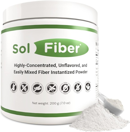 [BRSRMCANBB4GC2TU] SolFiber Prebiotic Powder Supplement, Non-GMO Alternative to Fiber Gummies, Supports Digestive Health, Easy-to-Mix and Highly-Concentrated Fiber Powder, 7 Ounces, 60 Servings