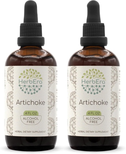 [BRSWGFT6BAHGAADV] HerbEra Artichoke B120 (2pcs) Alcohol-Free Herbal Extract Tincture, Concentrated Liquid Drops Natural Artichoke (Cynara scolymus) Dried Leaf (2x4 fl oz)