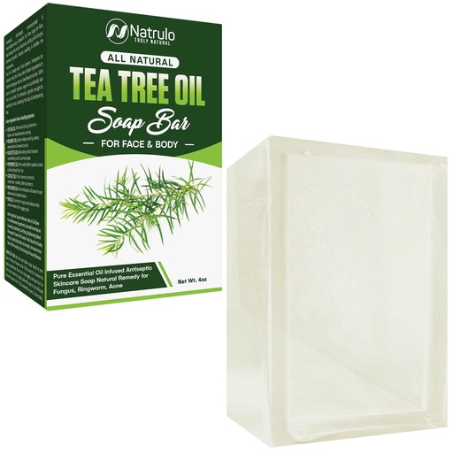 [BRSWYFQLCQMWMYD3] Tea Tree Oil Soap Bar Face & Body, 4oz - gombaellenes fertőtlenítő Natural Remedy Skin Cleanser - Pure Essential Oil Infused Skincare Cleansing Anti Fungal Bar Soap for Gungus, Ringwork, Acne