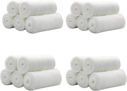 [BRSWGEA2OJ7BQYDG] EatingBiting 20 Rolls 4 инча x 4.92 Yards Rolled Gauze Stretch Bandage/Medical Grade Sterile First Aid Грижа за раните Памучен пласт / Разтегнат гаечен гаечен ролка с медицинска лента