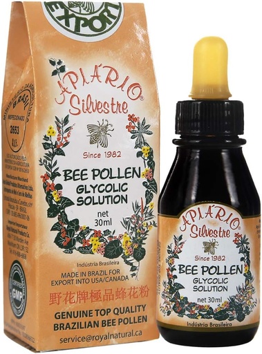 [BRSWY236OZYWCFDA] Official Distributor - 1 Bottle of Apiario Silvestre Brazilian Bee Pollen Liquid Glycolic Extract -Non Alcoholic, Wax Free