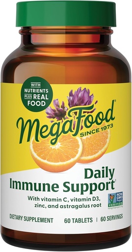 [BRSWYGQZB4DR6DQZ] Mega Food Daily Immune Support suplementari amb Vitamina C, Vitamina D, Zinc, Astragal Root, i més - Viminades per a Dones i homes - No-GMO - fet sense 9 àpats Allis - 60 Tabules