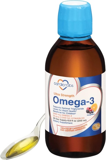 [BRSWIHYOOIGR4HA5] Ultra Strength Liquid Omega-3 + Vitamin D3, Fish Oil Supplements 4,500mg Omega-3 Marine Oil from Fish Oil and Calamarine, 2,130mg DHA and EPA, + 1,000 IU of Vitamin D3-6.8 fl oz