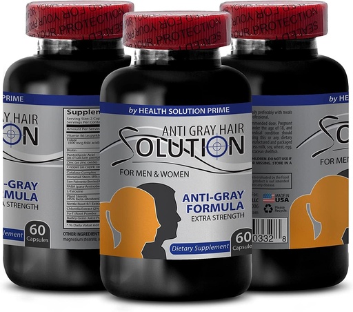 [BRSRMEI2AB5QG33O] Grey Hair Reversal Tabletes - biotīna Papildinājums - Anti Gray Hair Solution - Enerģija Vitamīns, biotīna Papildinājums, Matu augšanas produkti, Biotīns Grey Hair Prevention, Natural Hair Products, 1 Bot 60 Caps