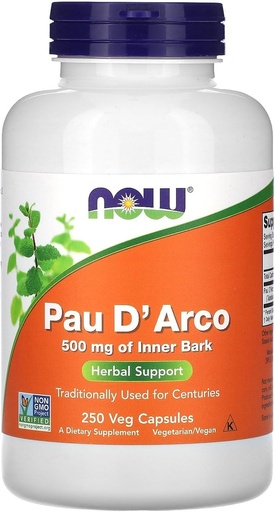 [BRSWIFQDDEGRYDIZ] Now Foods PAU D' Arco, 500 mg, 250 Veg Capsules