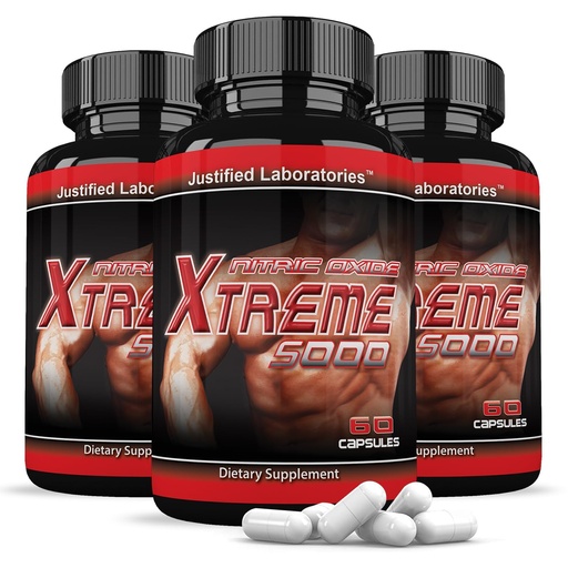 [BRSWGGIOBMHB4G3U] Justified Laboratories Nitric Oxide Xtreme 5000 - Men’s Health Supplement with L-Arginine for Strength, Stamina & Performance - 60 Capsules (Pack of 3)
